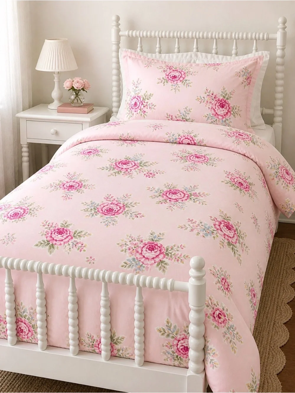 Pottery Barn Kids Pink Rose Twin Duvet Cover